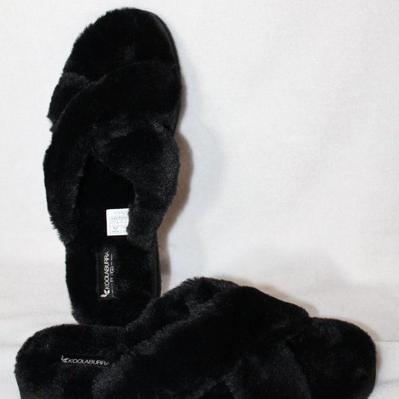 UGG KOOLABURRA‎ BLACK FUR SLIPPER SANDALS NEW! - Picture 7 of 7
